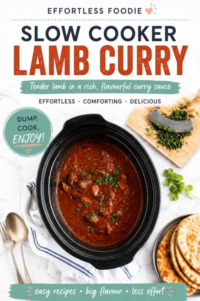 Slow cooker lamb curry pin image.